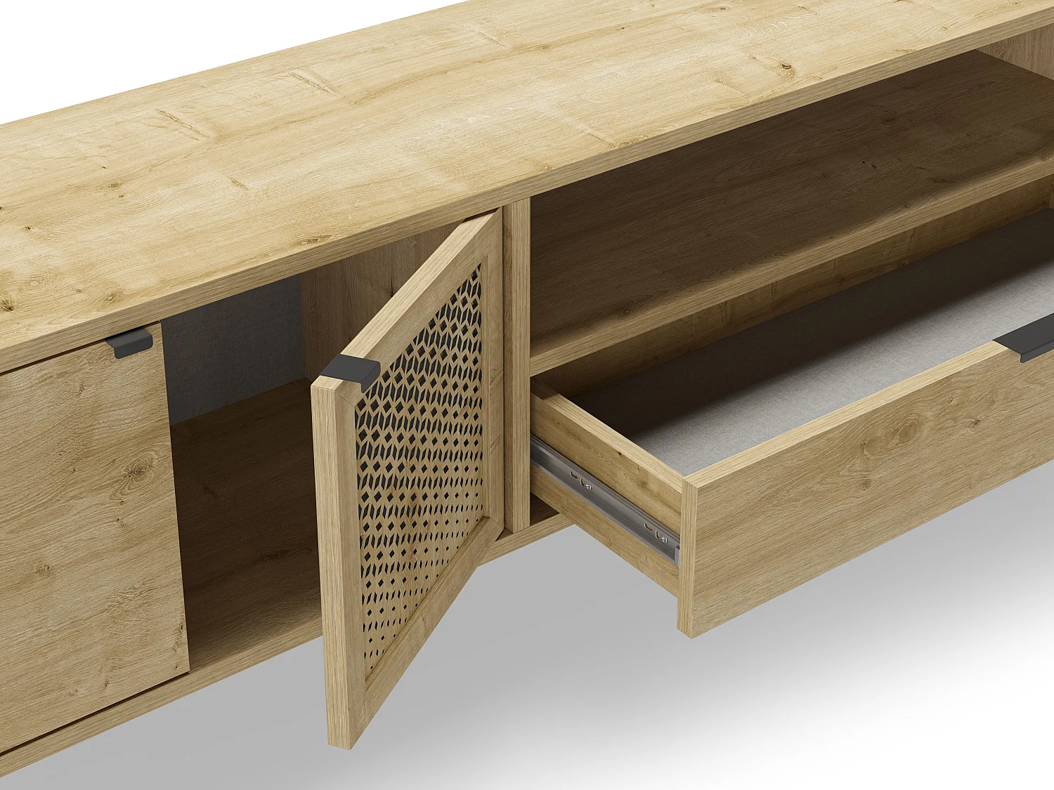 Meuble TV 2 Portes 1 Tiroir 1 Niche L160 cm - Inca