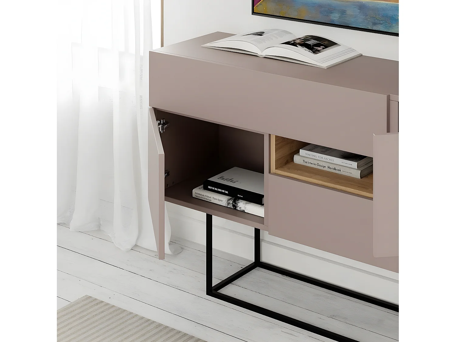 Buffet 2 Portes 2 Tiroirs 1 Niche L145 cm - Titan