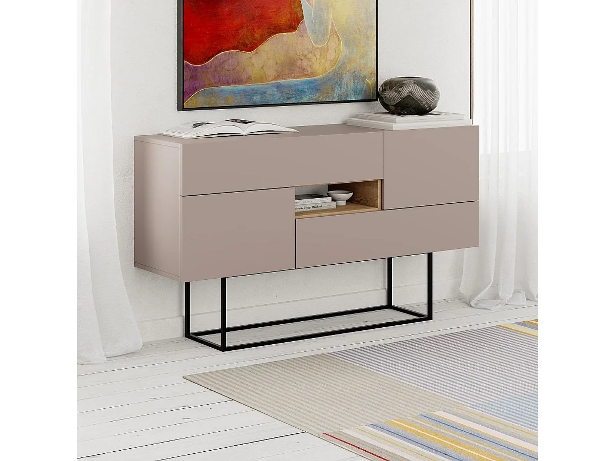 Kredens 2 drzwi 2 szuflady 1 wnęka L145 cm - Titan