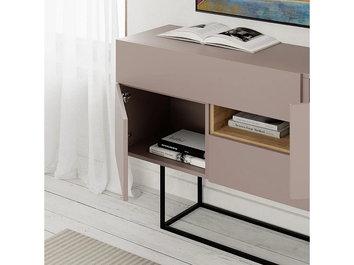 Kredens 2 drzwi 2 szuflady 1 wnęka L145 cm - Titan