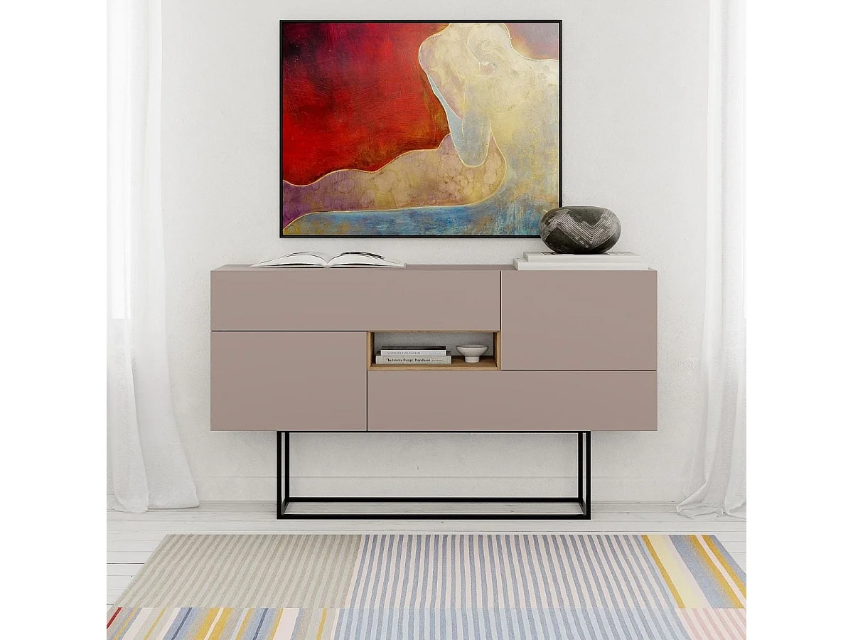 Kredens 2 drzwi 2 szuflady 1 wnęka L145 cm - Titan