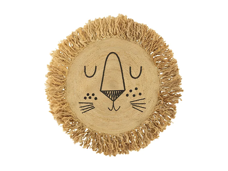 Tapis Enfant Déco en Jute "Lion" 90cm Marron
