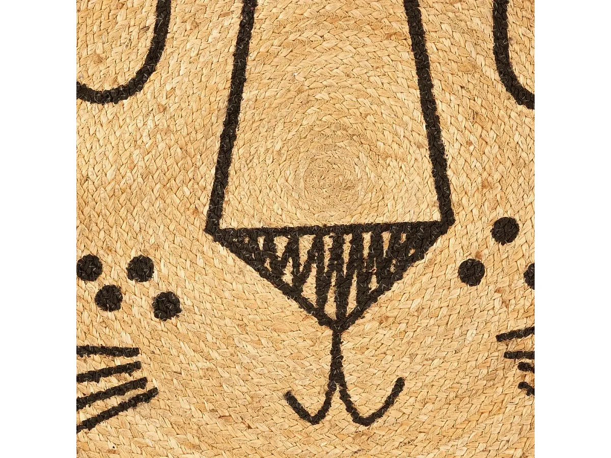 Tapis Enfant Déco en Jute "Lion" 90cm Marron