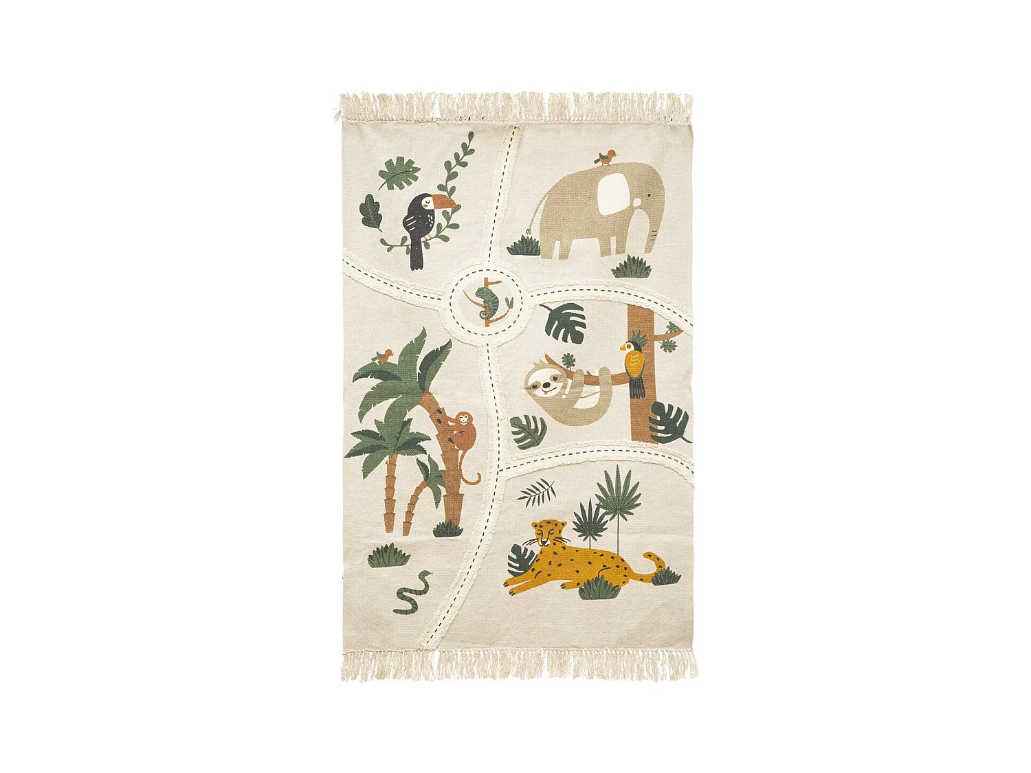 Tapis Enfant "Carte Jungle" 100x150cm Multicolore