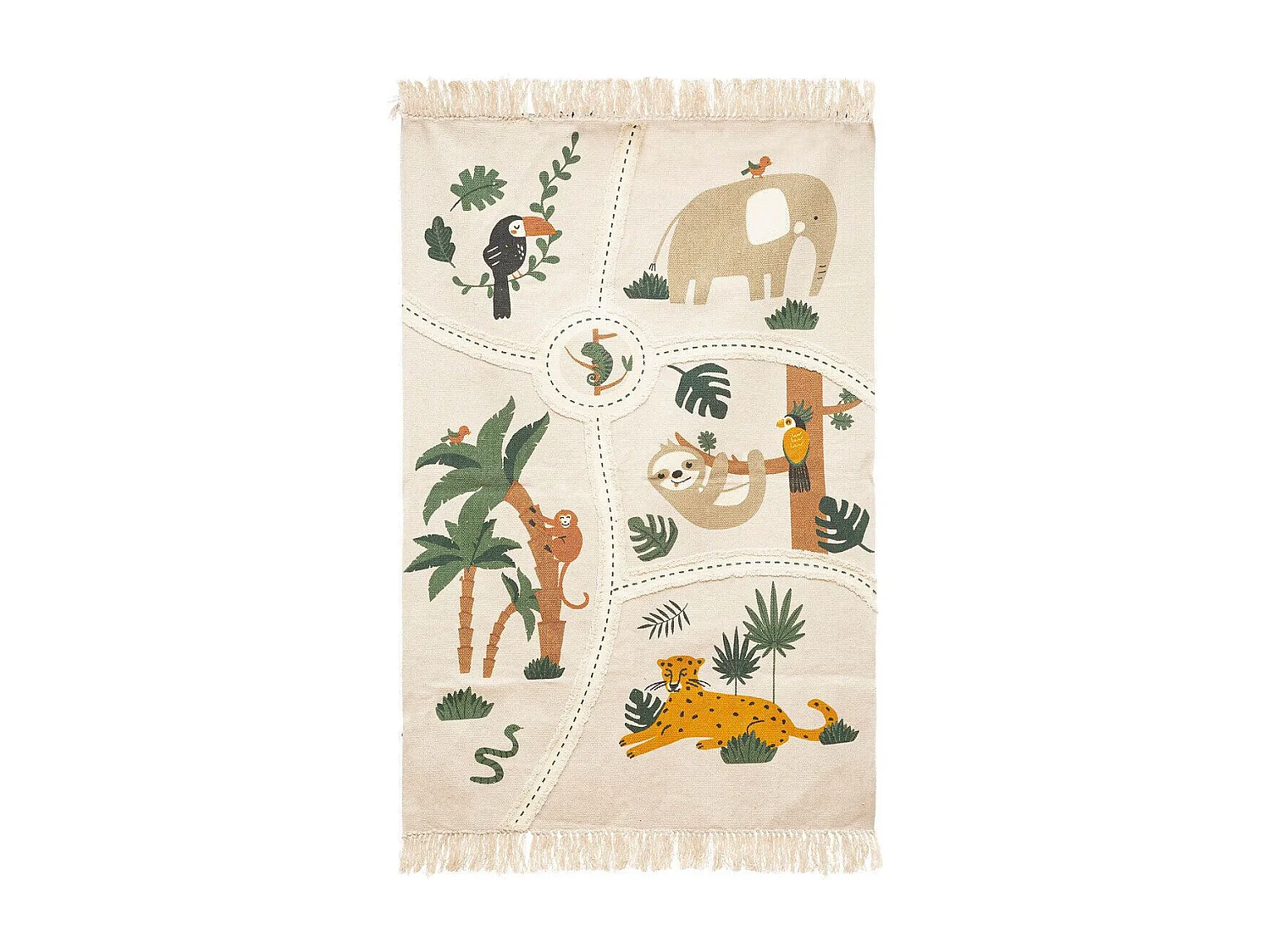 Tapis Enfant "Carte Jungle" 100x150cm Multicolore
