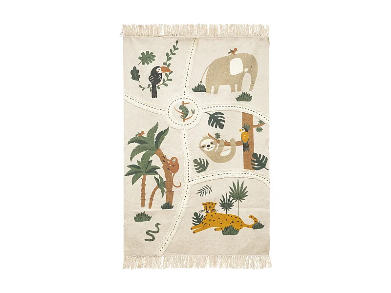 Tapis Enfant "Carte Jungle" 100x150cm Multicolore