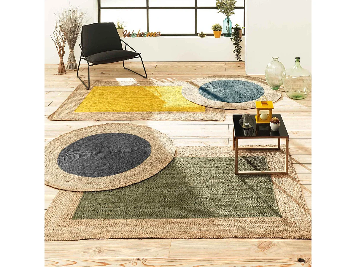 Tapis Rond en Jute "Napoli" 120cm Jaune