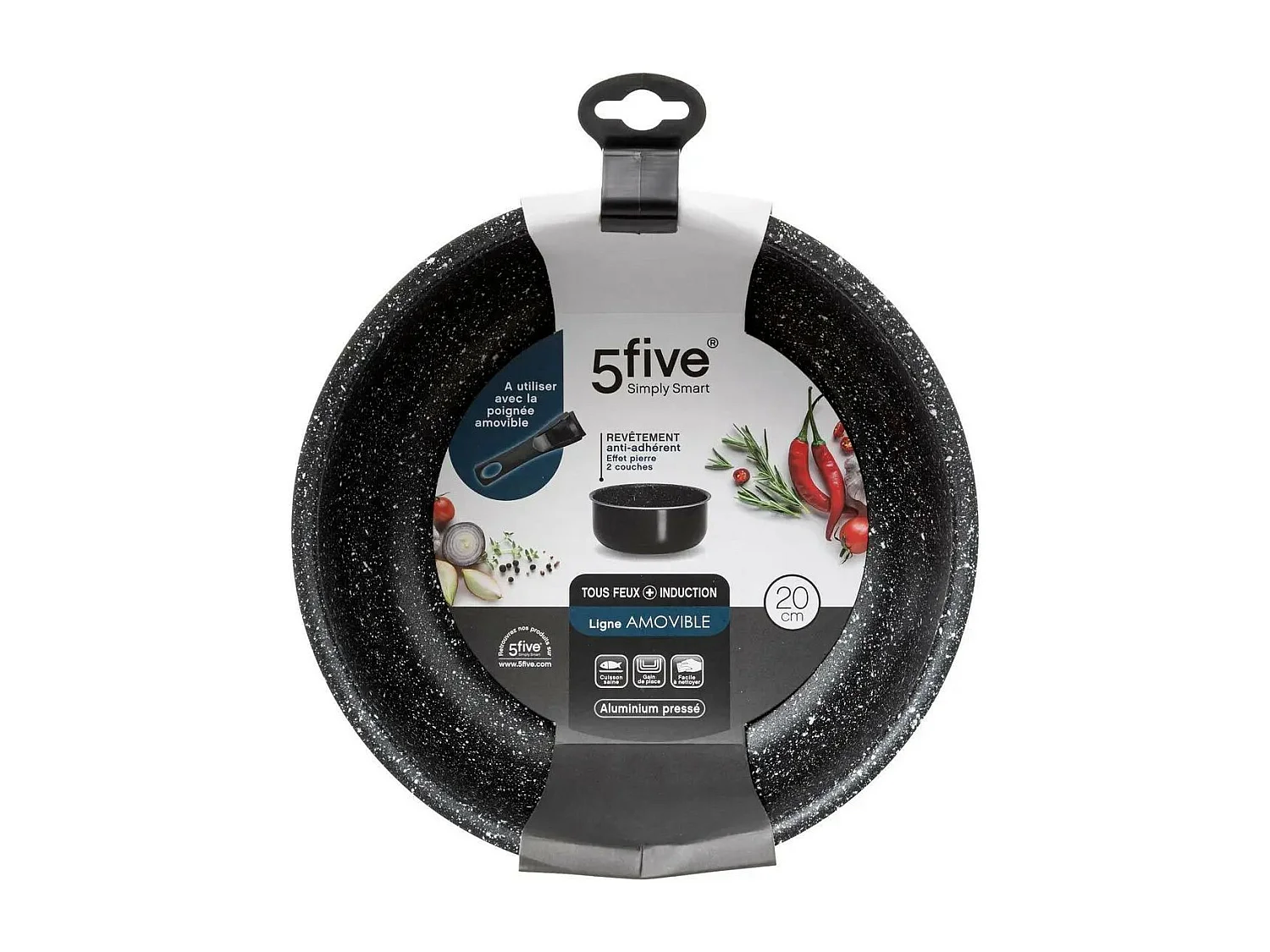 Casserole en Aluminium "Amovible" 20cm Noir