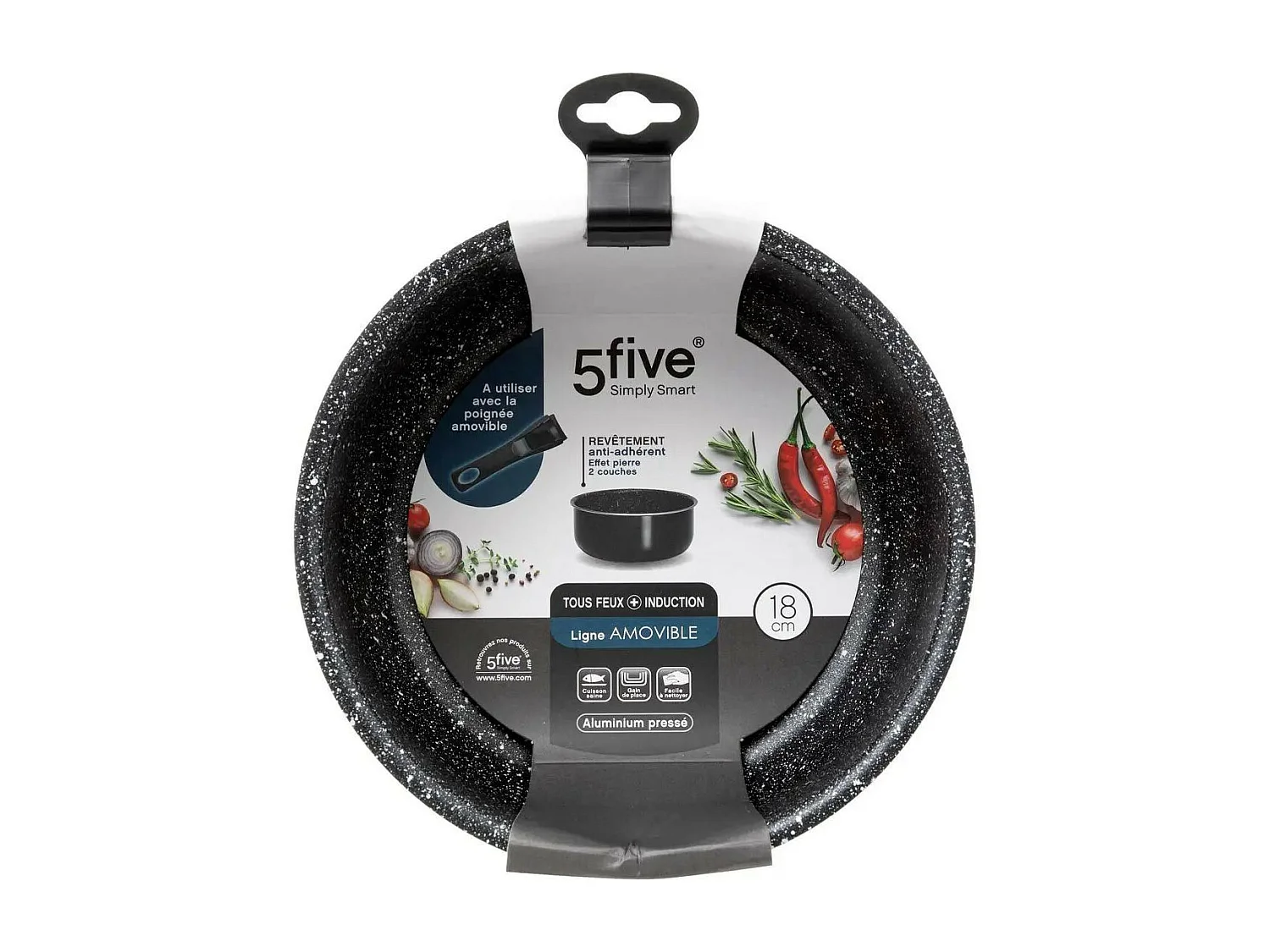 Casserole en Aluminium "Amovible" 18cm Noir