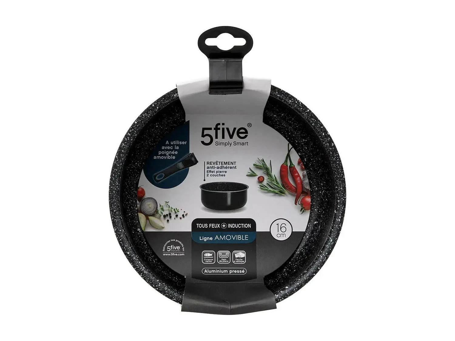 Casserole en Aluminium "Amovible" 16cm Noir