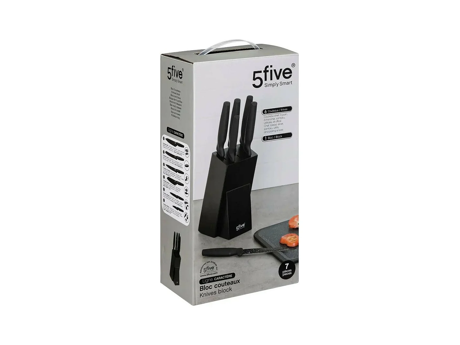 Bloc 6 Couteaux Design "Caractère" 34cm Noir
