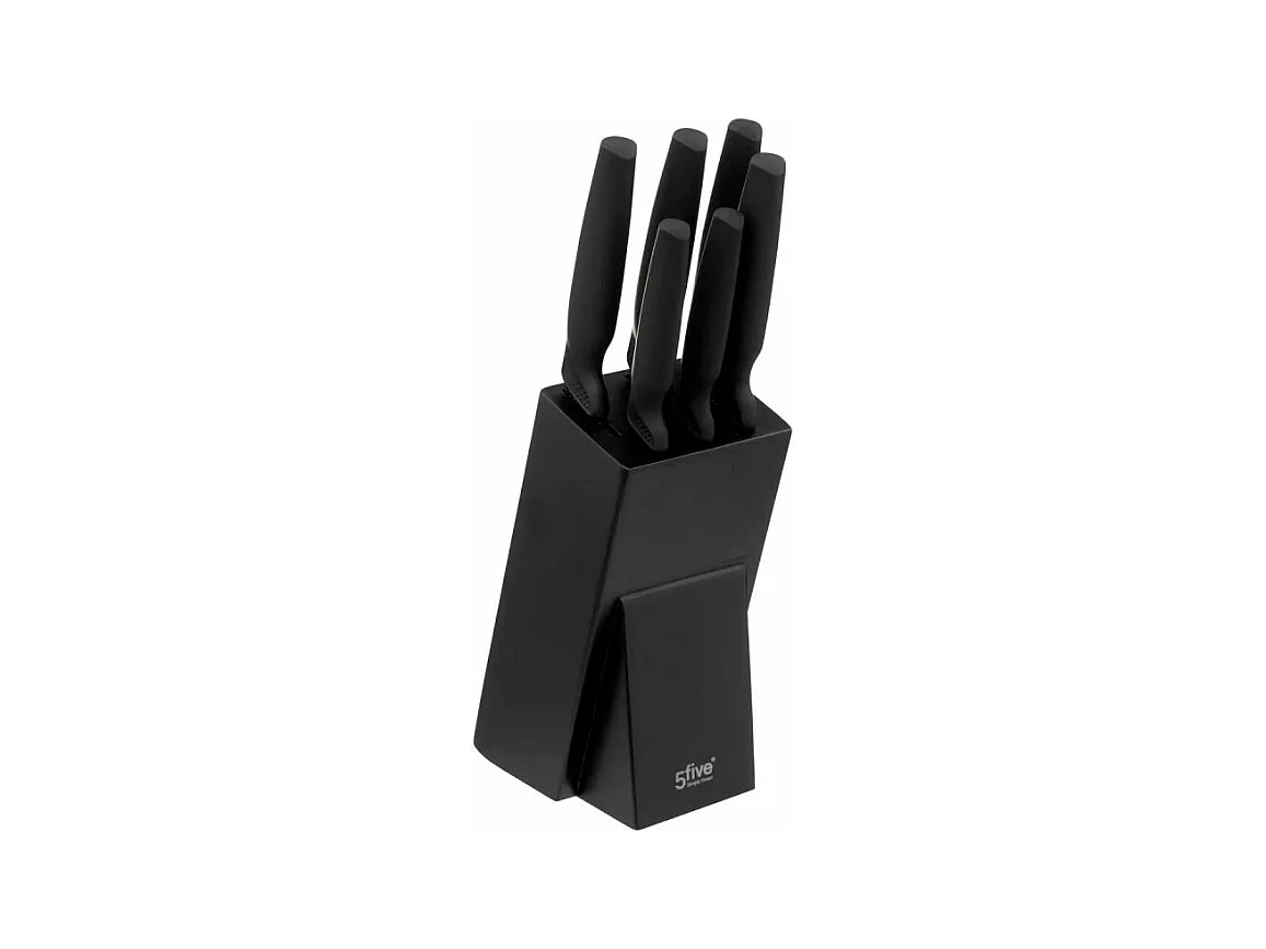 Bloc 6 Couteaux Design "Caractère" 34cm Noir