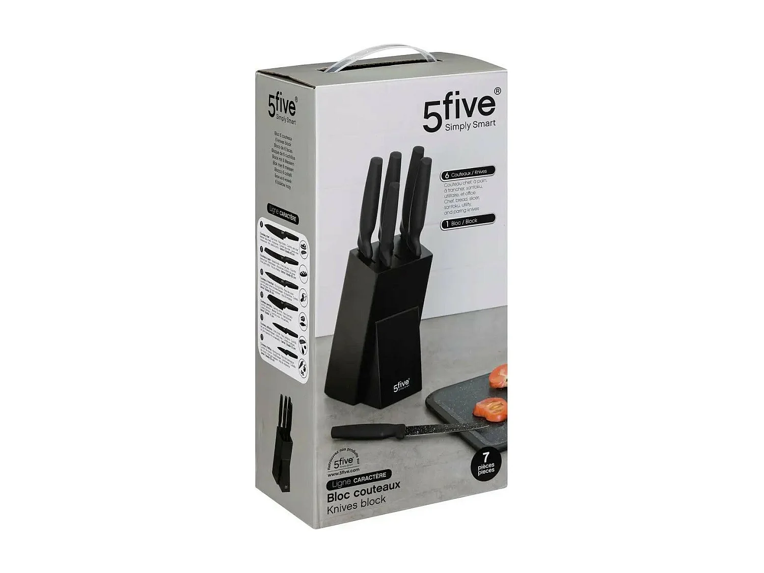 Bloc 6 Couteaux Design "Caractère" 34cm Noir