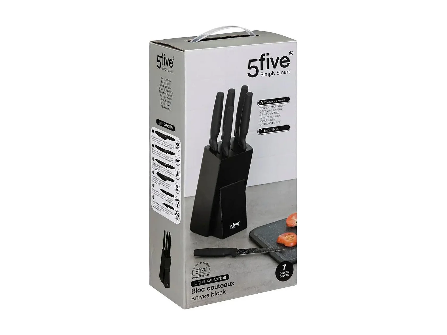 Bloc 6 Couteaux Design "Caractère" 34cm Noir