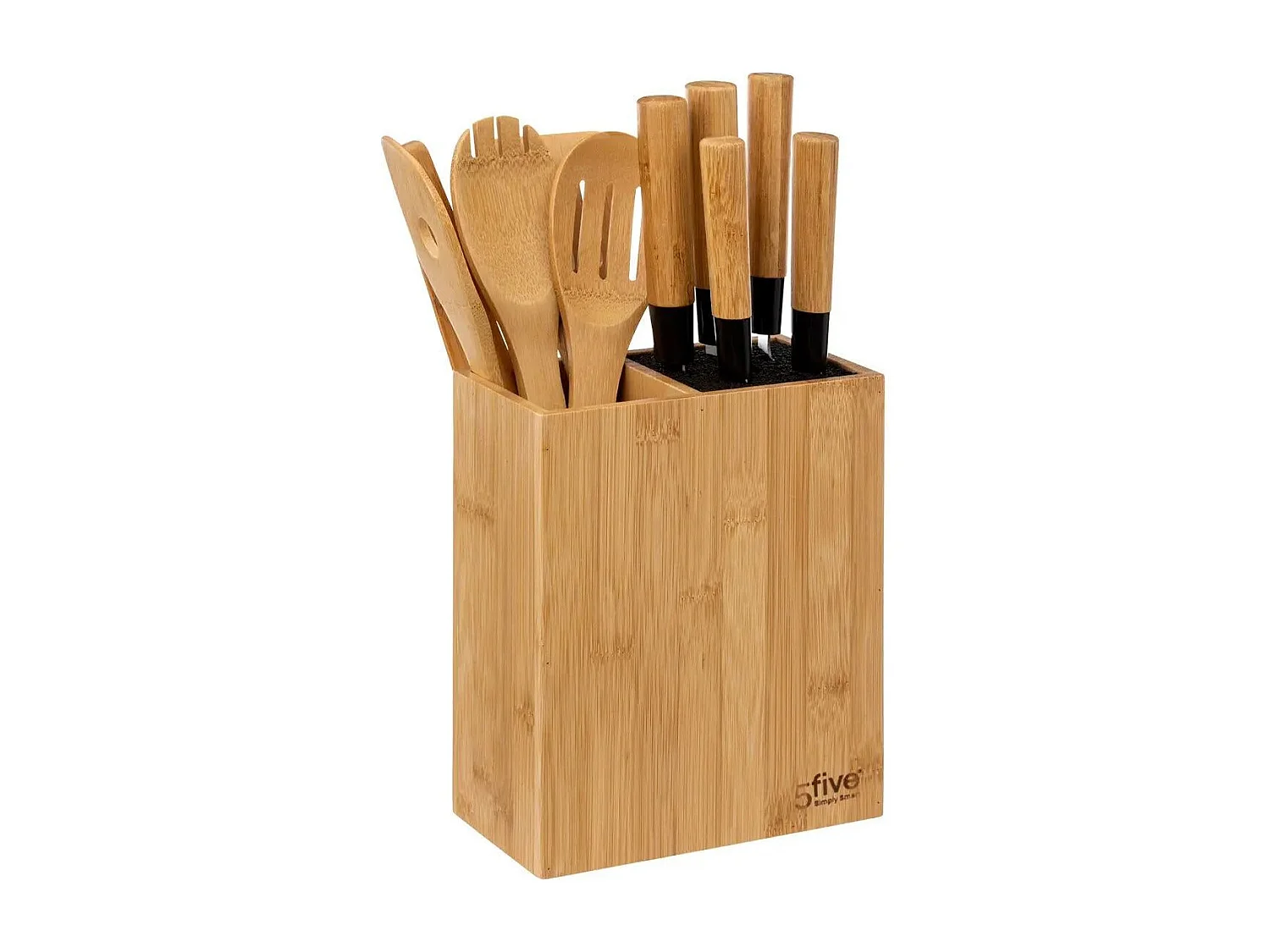 Bloc Couteaux & Ustensiles "Blackbamboo" 35cm Naturel