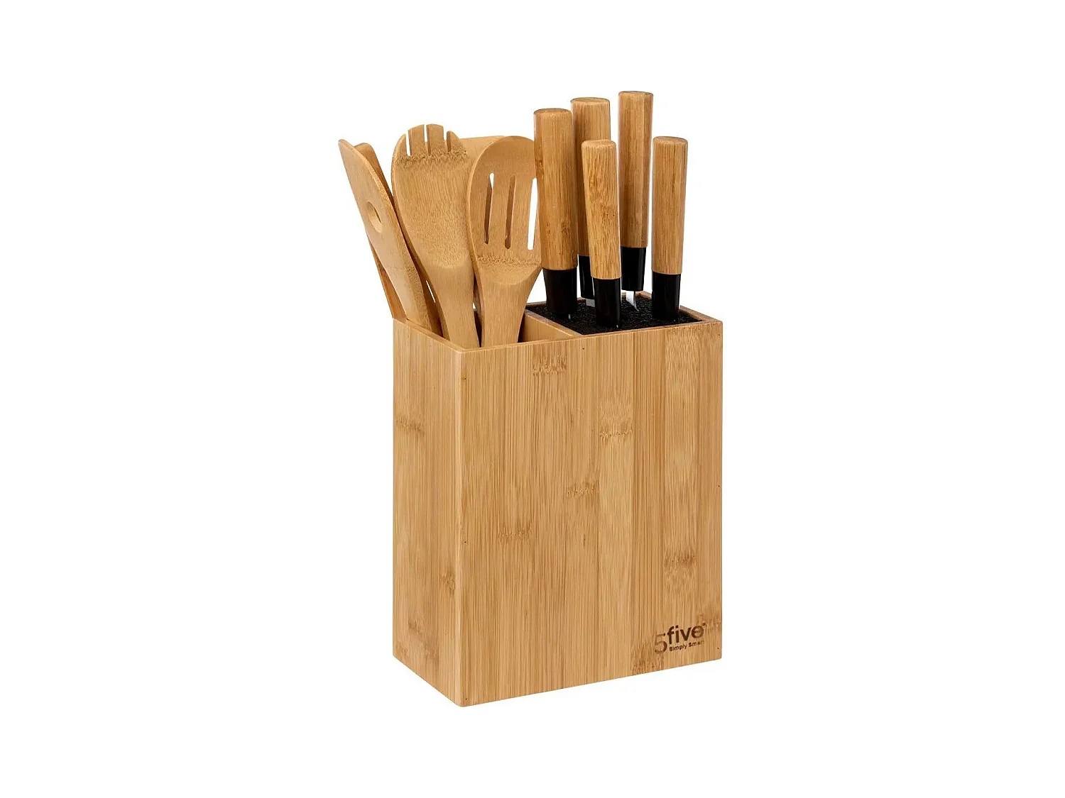 Bloc Couteaux & Ustensiles "Blackbamboo" 35cm Naturel