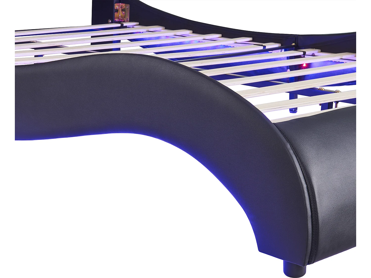 Doppelbett aus Kunstleder 140x200cm mit LED und Lattenrost - Schwarz