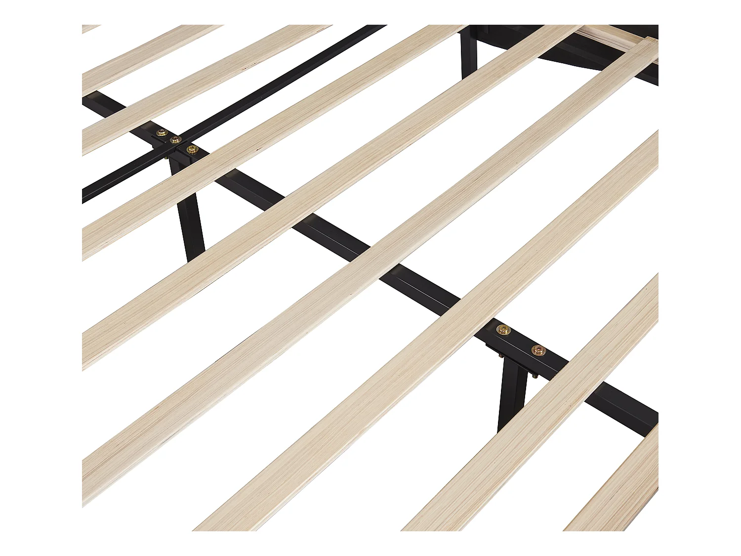 Doppelbett aus Kunstleder 140x200cm mit LED und Lattenrost - Schwarz