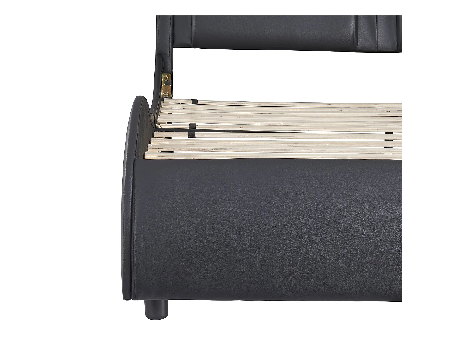 Doppelbett aus Kunstleder 140x200cm mit LED und Lattenrost - Schwarz