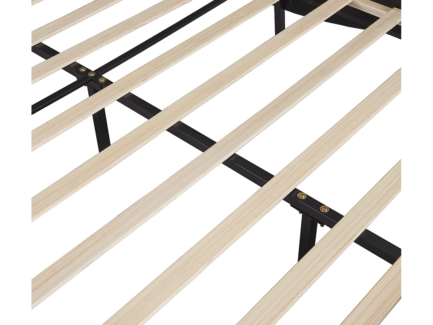 Lit double en similicuir 140x200cm avec LED et sommier à lattes - Noir