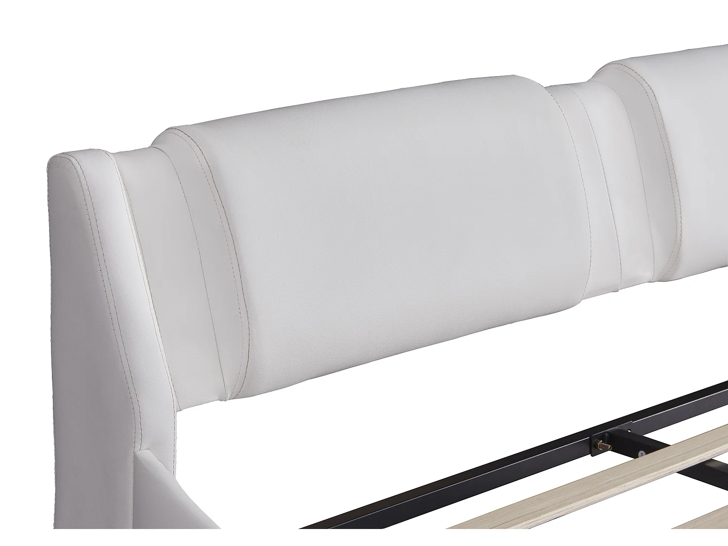 Lit double en similicuir 140x200cm avec LED et sommier à lattes - Blanc