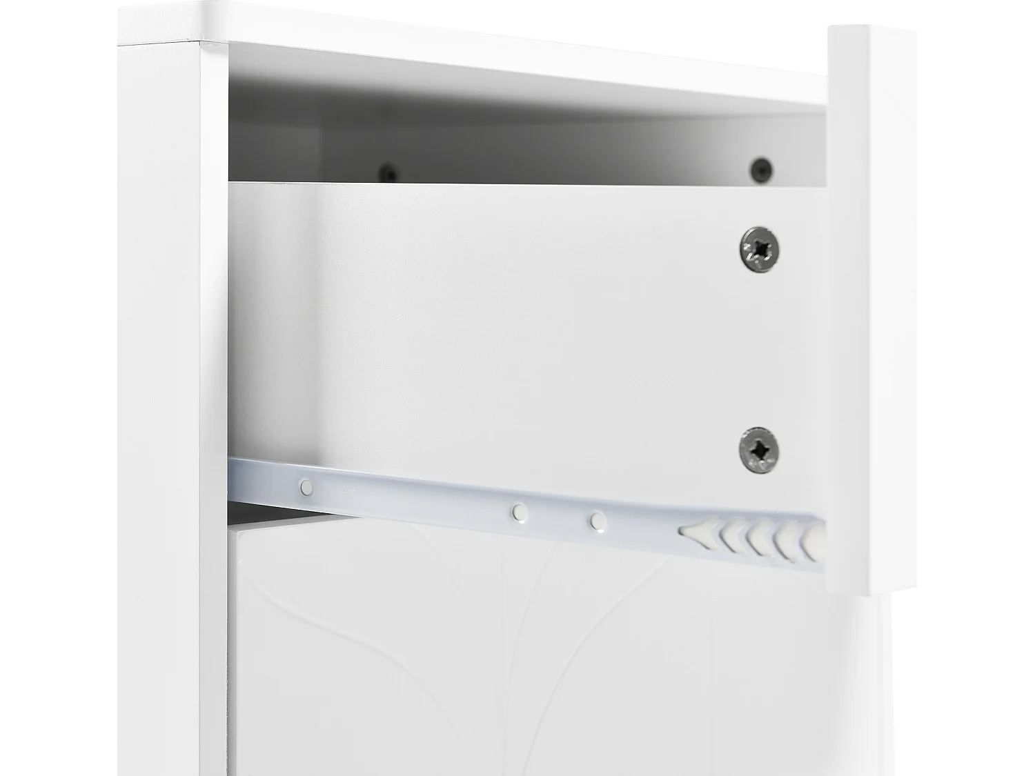 Lot de 2 Tables de chevet avec 2 tiroirs - décorée de motif fleuri - Blanc