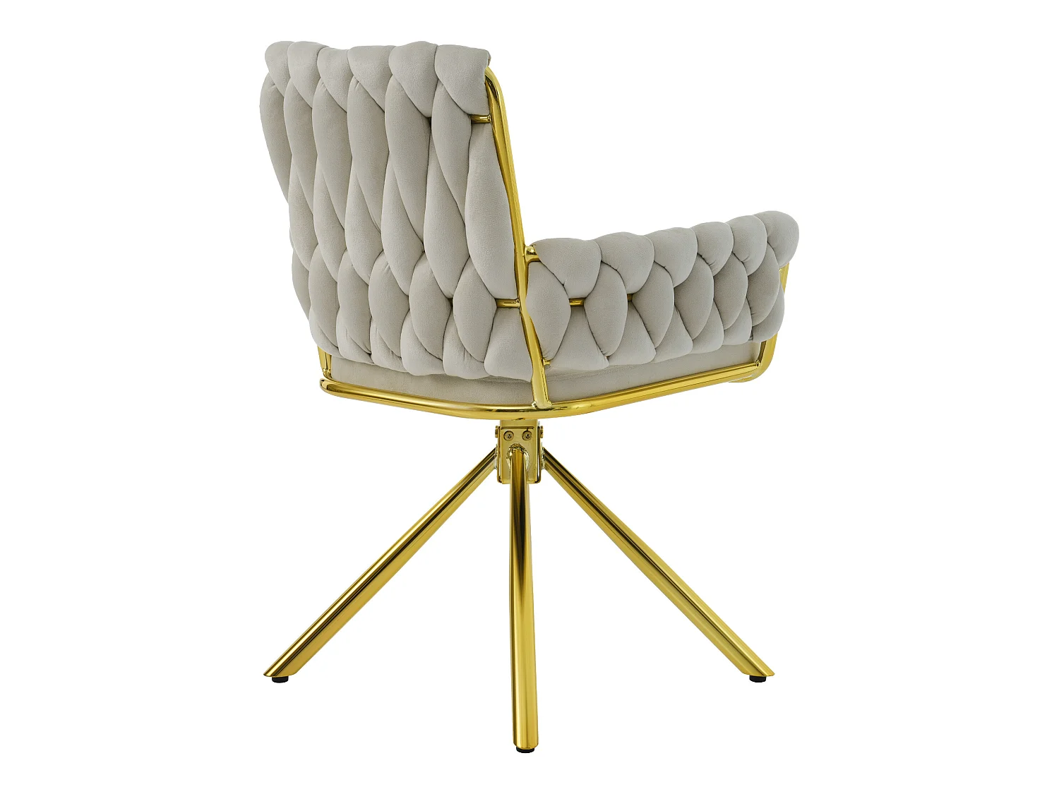 Fluwelen draaistoel met armleuningen - goud metalen poten - Beige