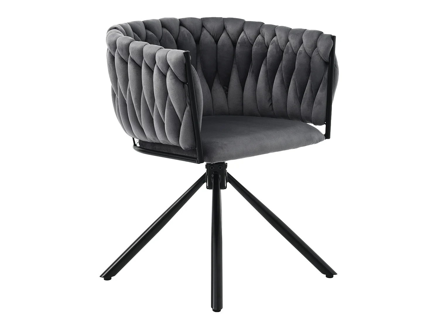 Chaise pivotante en velours avec accoudoirs - pieds en métal - Gris
