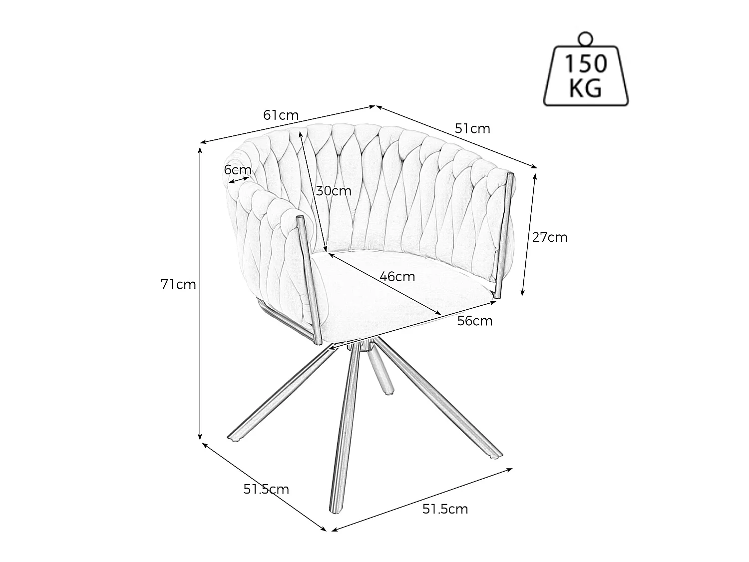 Silla giratoria de terciopelo con reposabrazos - patas de metal - Gris