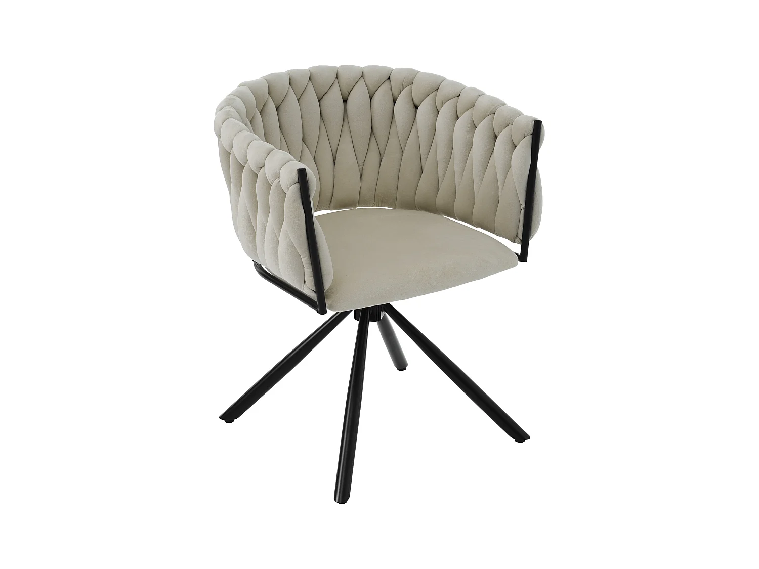 Chaise pivotante en velours avec accoudoirs - pieds en métal - Beige