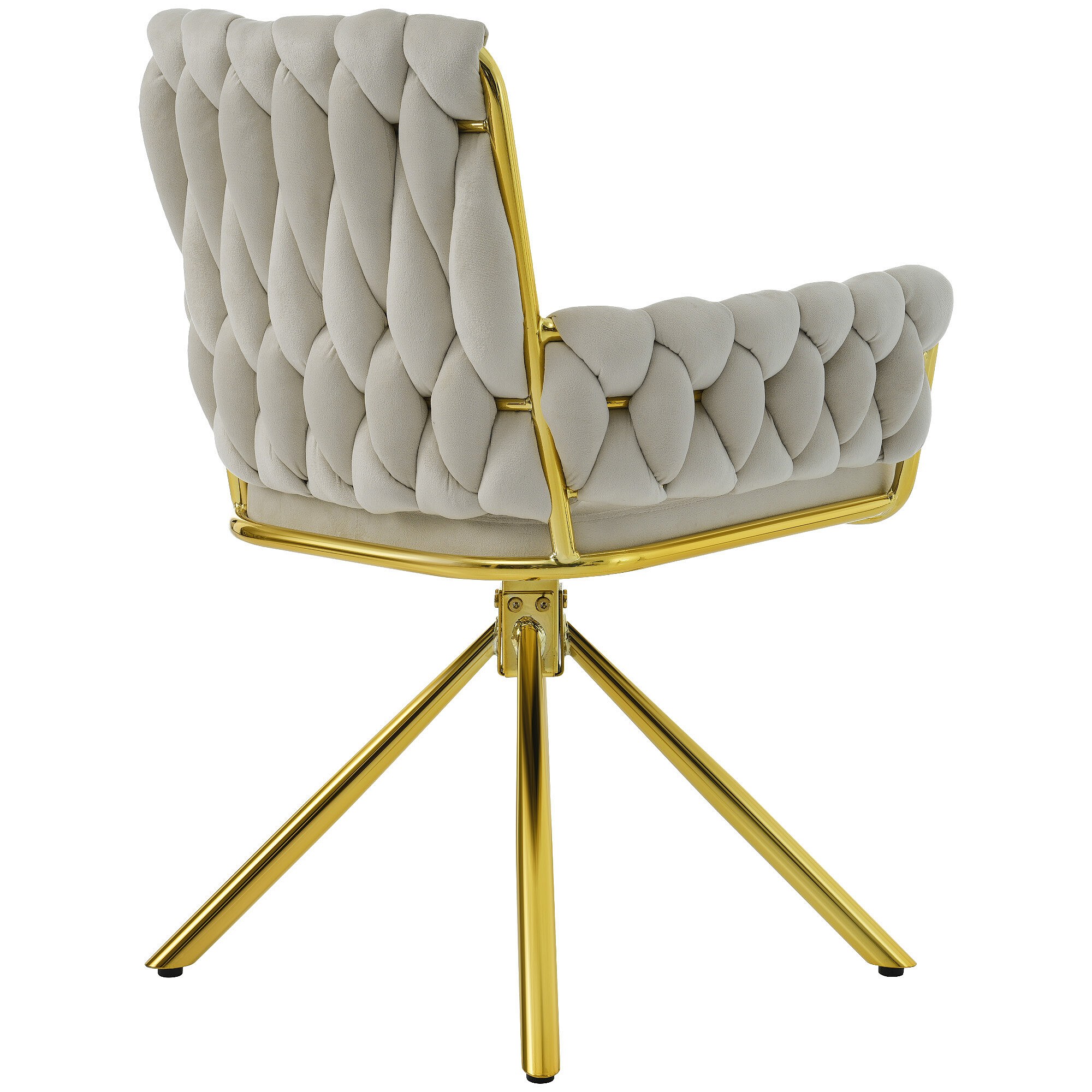 Lot De 2 Chaises Pivotantes Velours Blanc Crème - Accoudoirs, Dossier Ergonomique, Pieds Métal Noir - Pour Salle à Manger, Bureau, Salon