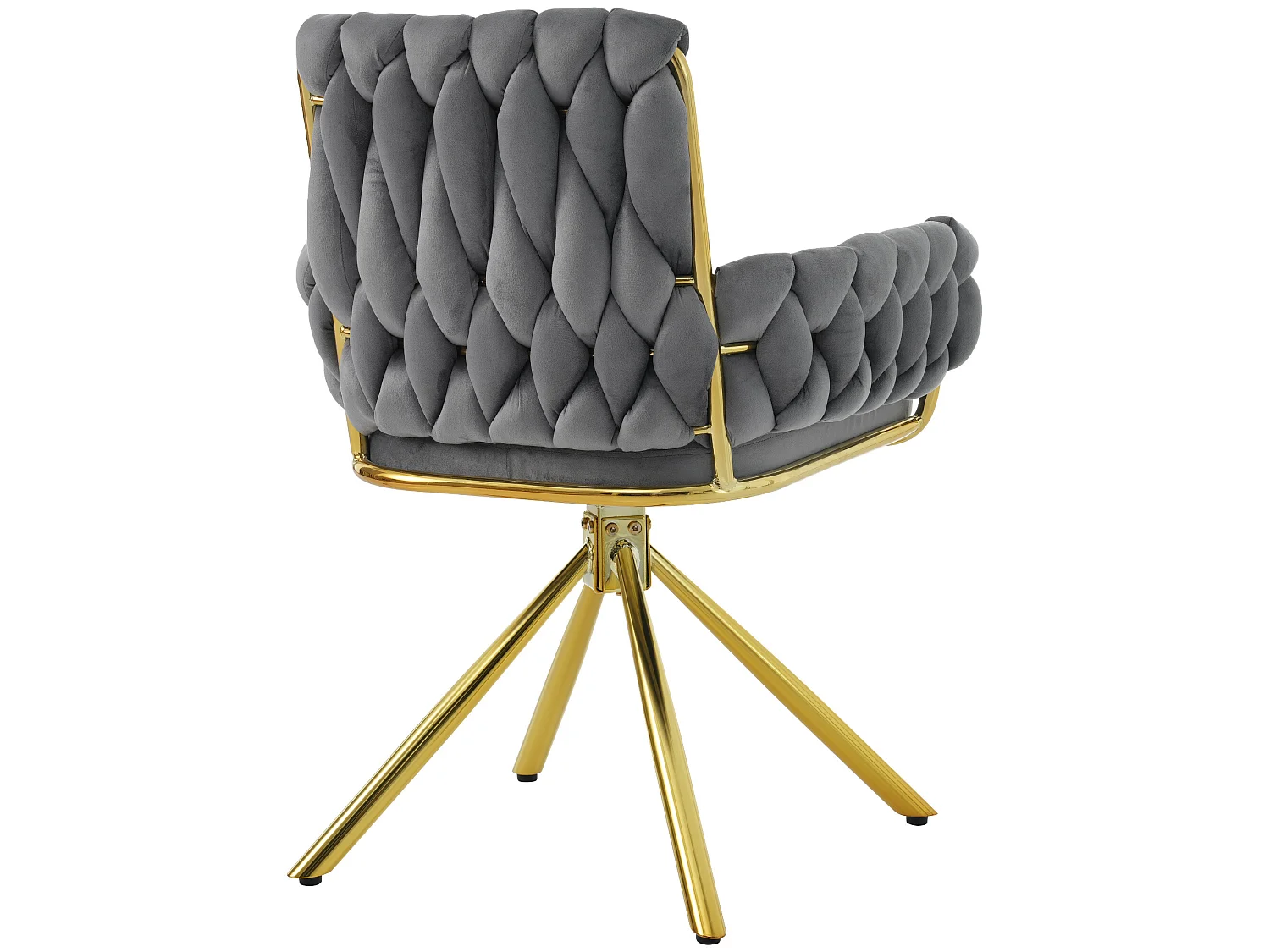 Lot de 2 Chaises pivotantes en velours avec accoudoirs - pieds en métal doré - Gris