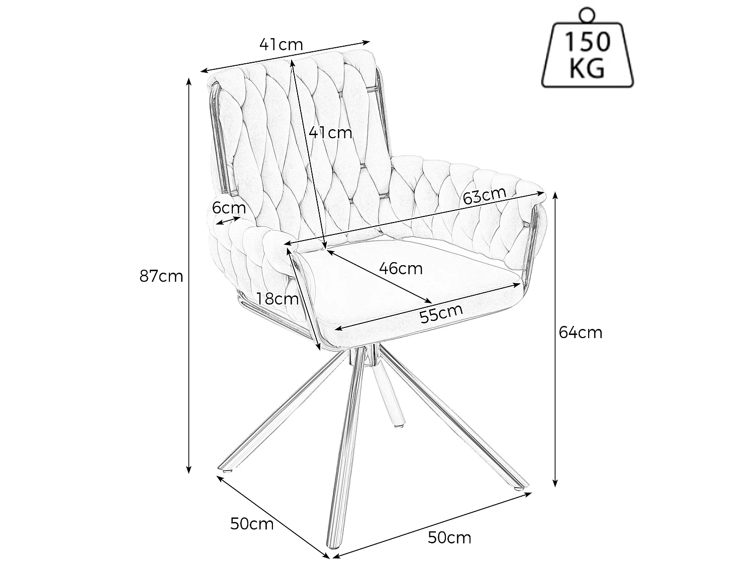 Set van 6 fluwelen draaistoelen met armleuningen - goud metalen poten - grijs