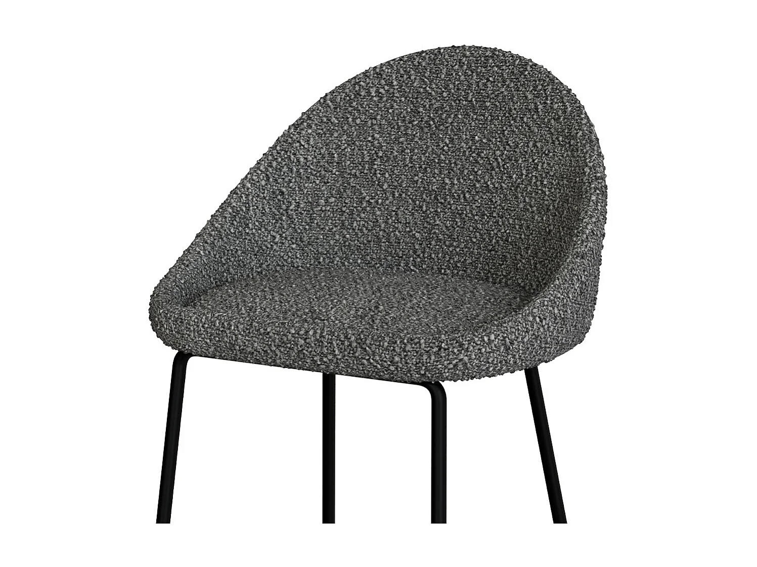 Lot de 2 chaises pour îlot central 65 cm en tissu bouclette gris - Misty