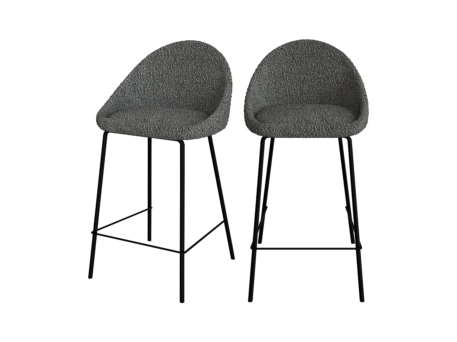 Lot de 2 chaises pour îlot central 65 cm en tissu bouclette gris - Misty