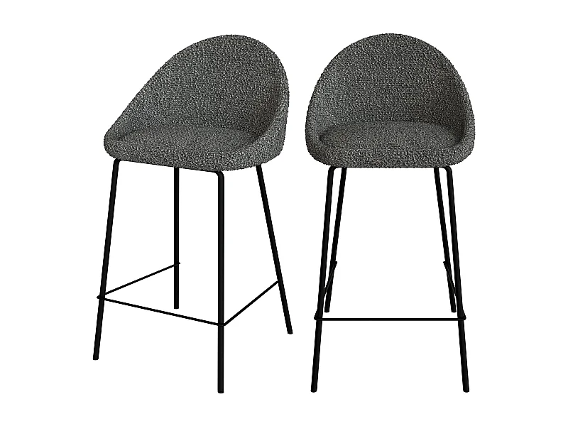 Set de 2 sillas para isla de cocina en tela gris 65 cm - Misty