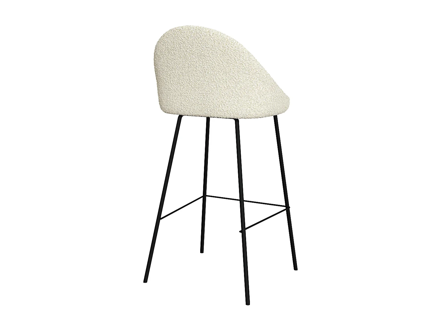 Lot de 2 chaises de bar en tissu bouclette blanche 75 cm - Misty