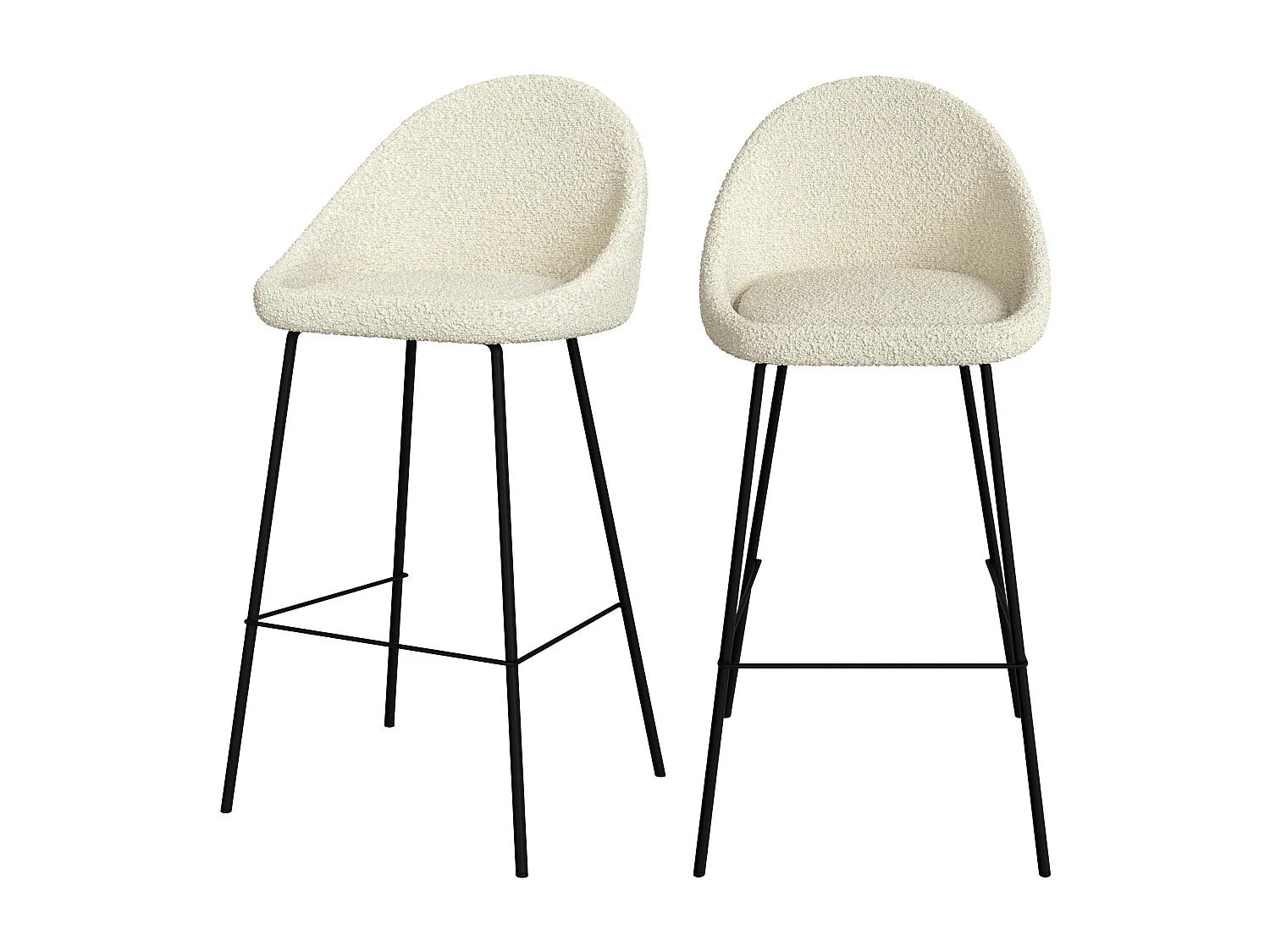 Set de 2 sillas de bar de media altura en tela beige 75 cm - Misty