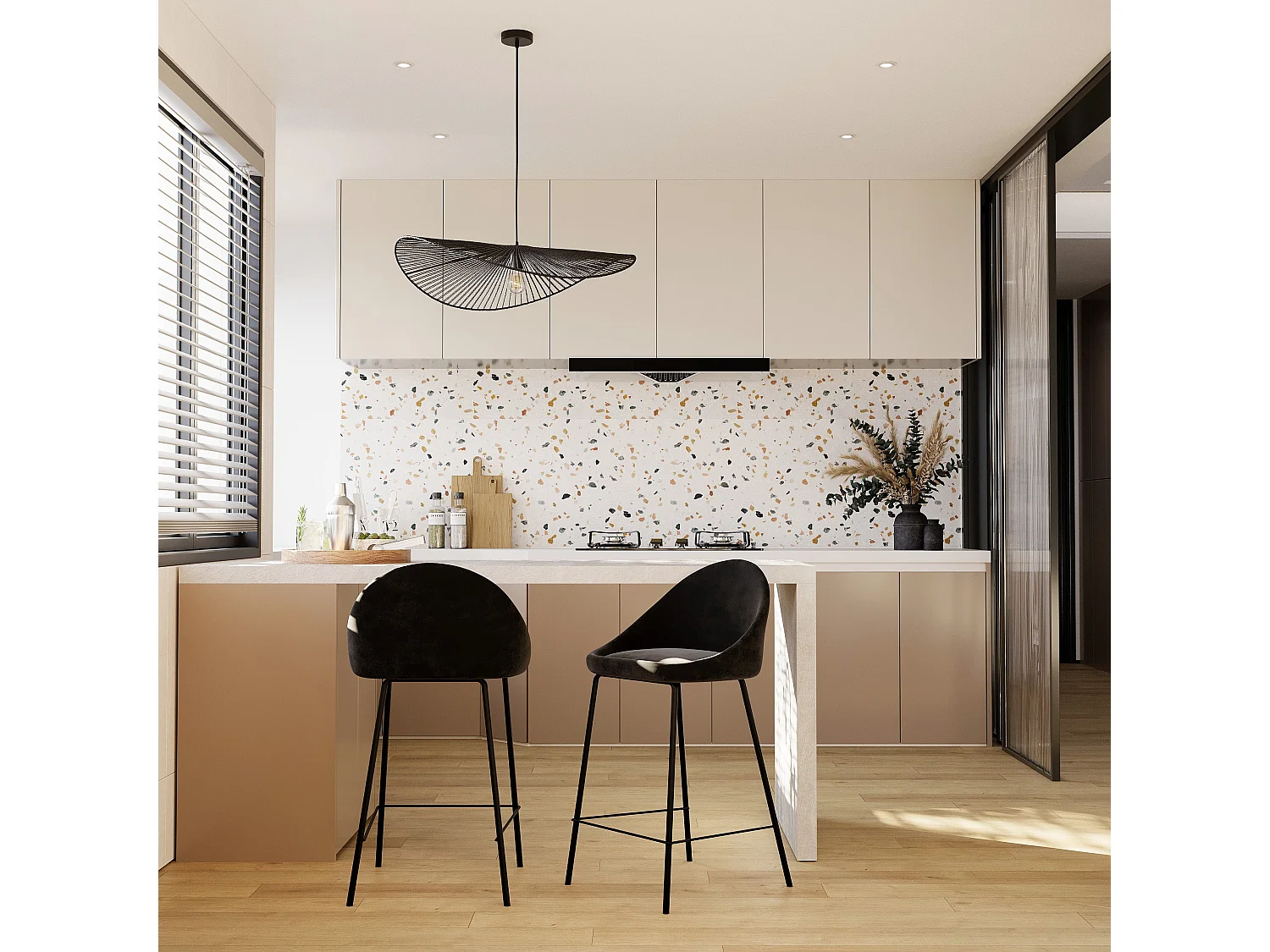 Set de 2 sillas para isla de cocina en terciopelo negro 65 cm - Misty