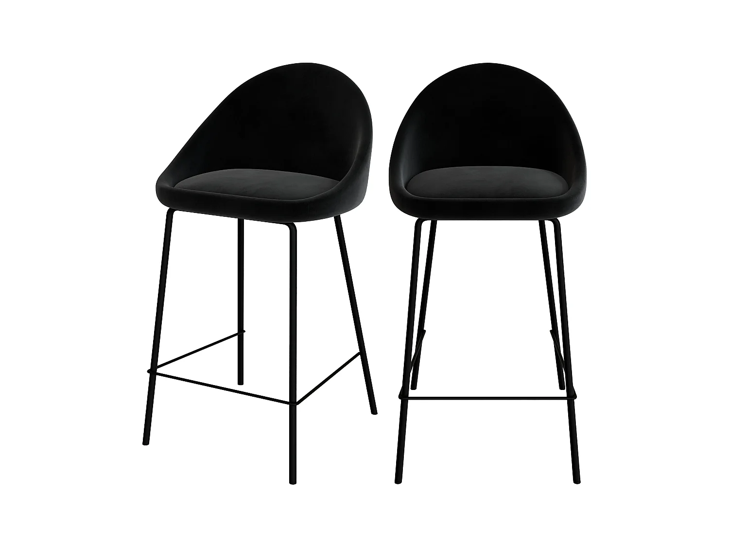 Lot de 2 chaises pour îlot central 65 cm en velours noir - Misty
