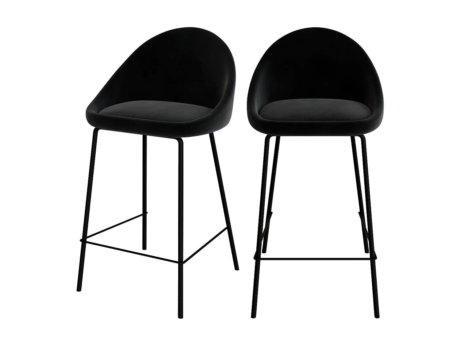 Set de 2 sillas para isla de cocina en terciopelo negro 65 cm - Misty