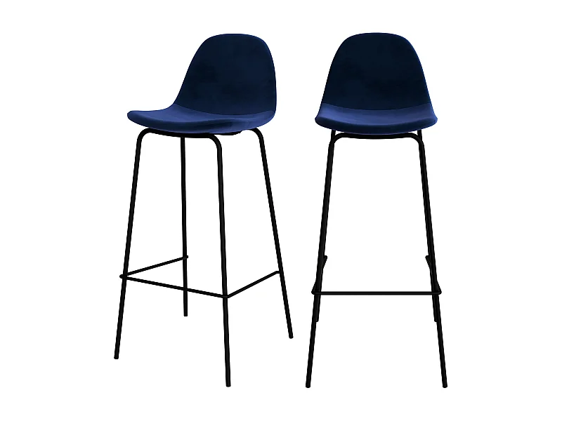 Set di 2 sedie da bar in velluto blu scuro 75 cm - Henrik