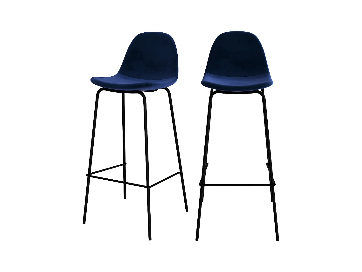 Set di 2 sedie da bar in velluto blu scuro 75 cm - Henrik