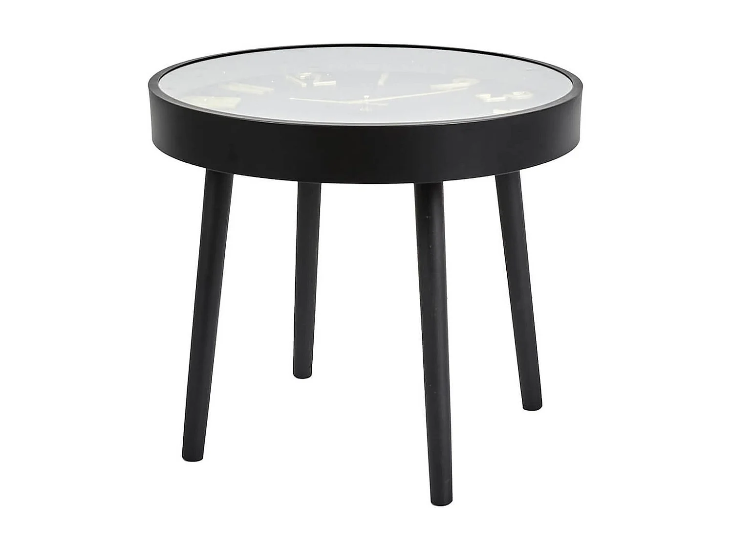ORLAR - Table d'Appoint Horloge Silencieuse Ø50cm Noir et Or