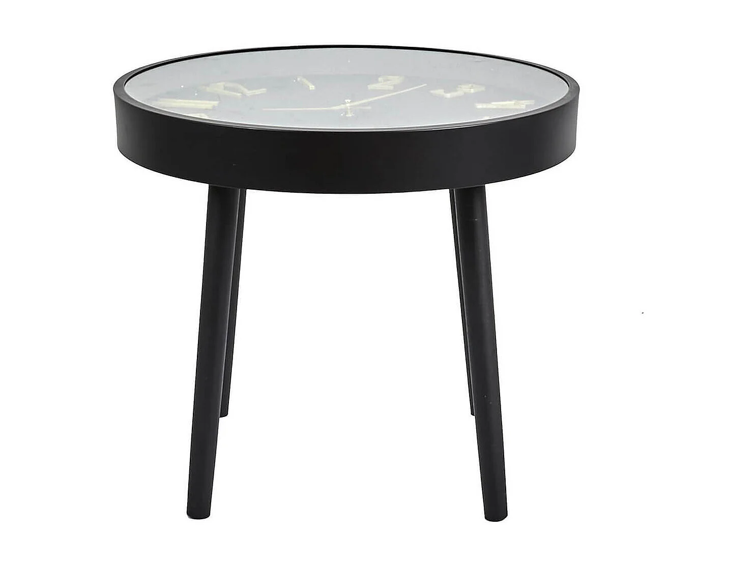 ORLAR - Table d'Appoint Horloge Silencieuse Ø50cm Noir et Or