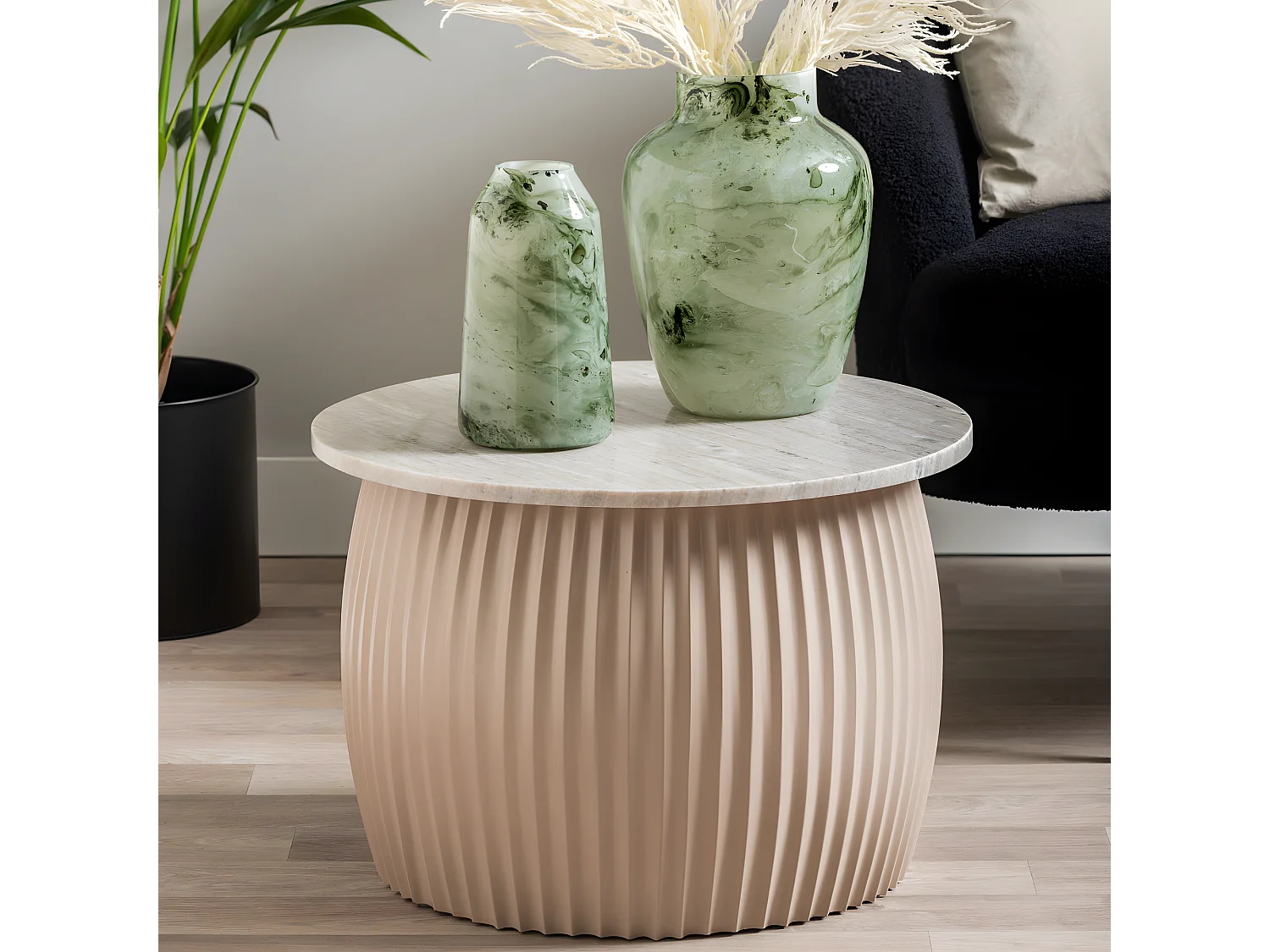 Luscious - Table d'appoint en marbre et métal ø52cm - Couleur - Beige