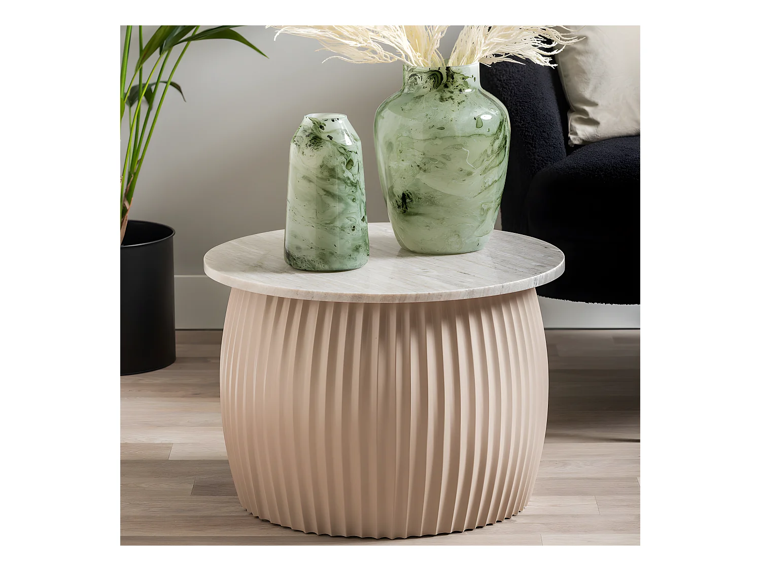 Luscious - Table d'appoint en marbre et métal ø52cm - Couleur - Beige