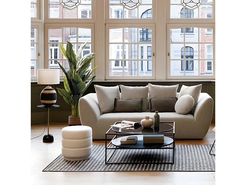 Canapé 3 Places Design "Floyd" 226cm Beige Lin