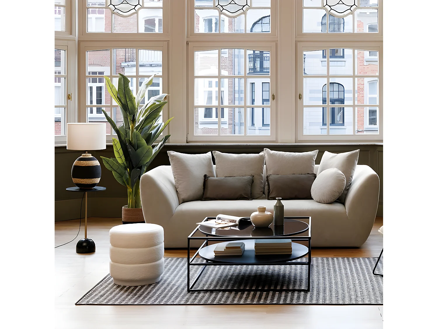 Canapé 3 Places Design "Floyd" 226cm Beige Lin