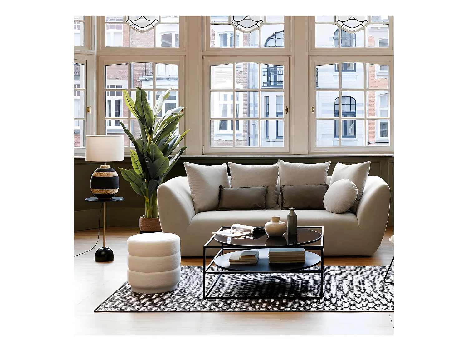 Canapé 3 Places Design "Floyd" 226cm Beige Lin